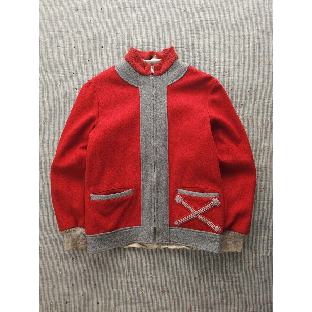 Vintage‎ 1950s Butwin Red Wool Varsity Band Jacket Full-Zip Talon Zip Women's L